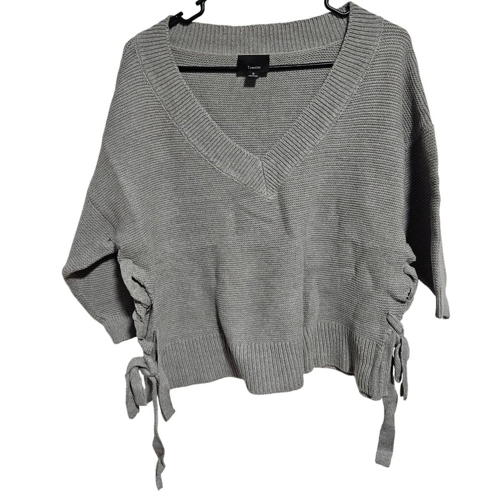 Lumière Gray Knit Sweater Womens Pullover Style V-Neck New in Bag